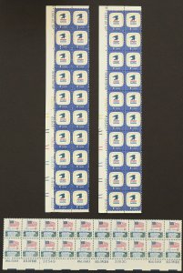 U.S. Mint Stamp Scott #1338F/1396 Lot of 3 8c Plate # Block Strips of 20. NH.