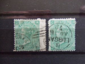 QV 1867 1s green SG117 plates 4 & 5