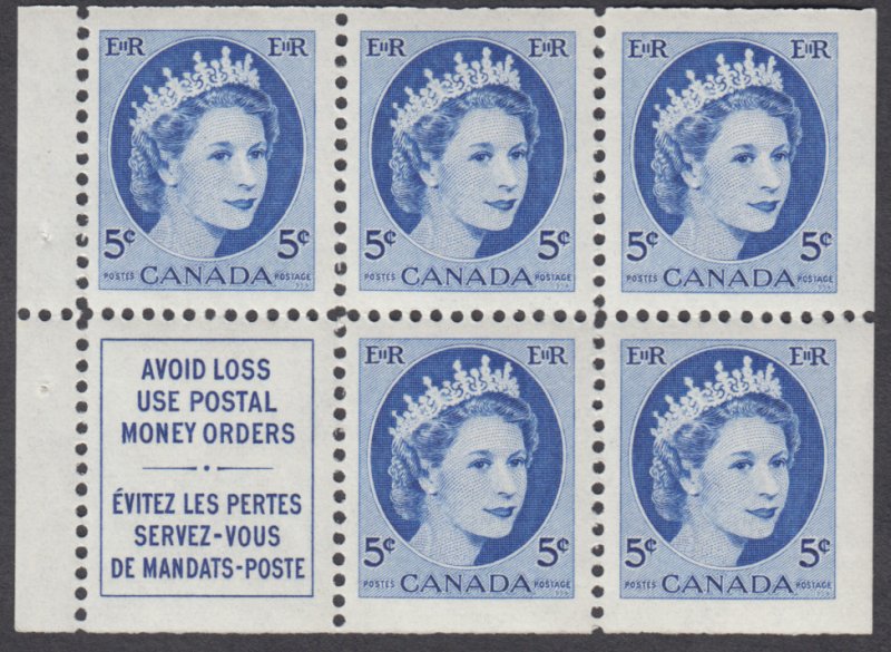 Canada - #341a Queen Elizabeth II Wilding Portrait Booklet Pane - MNH