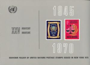 UN Souvenir Folder 1970 MNH stamps & Souvenir sheet issued in New York