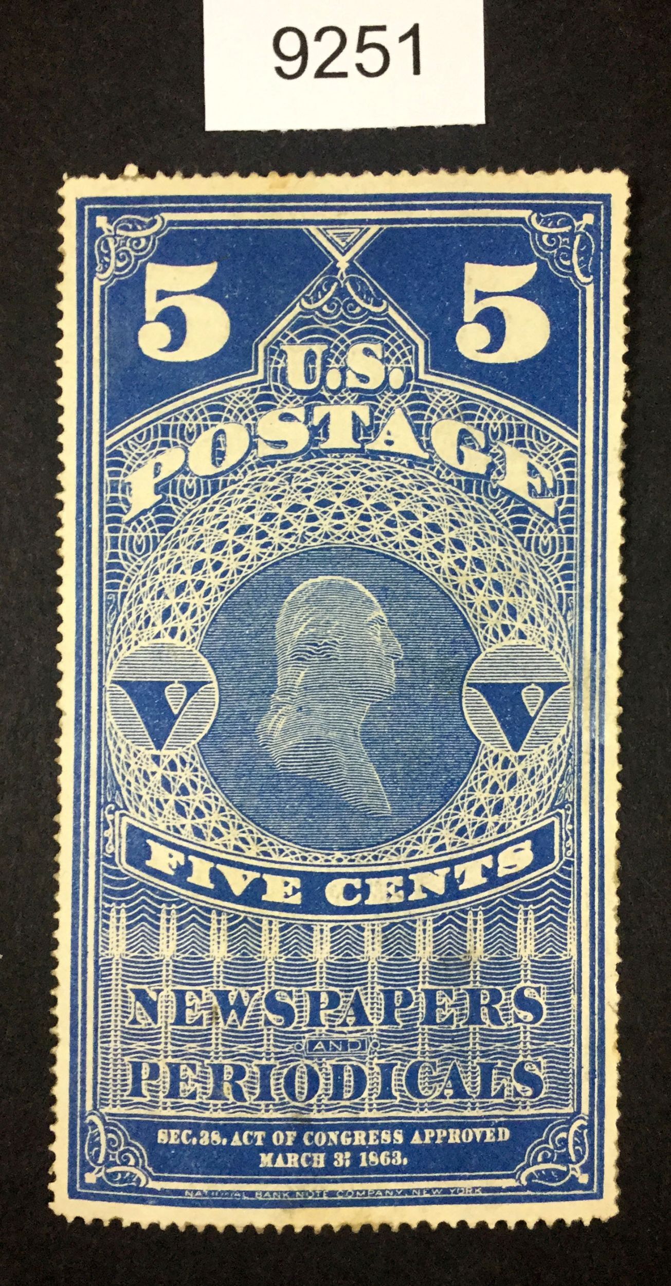 US Stamps Pr1 NO GUM as Issued LOT 9251 United States, Newspaper