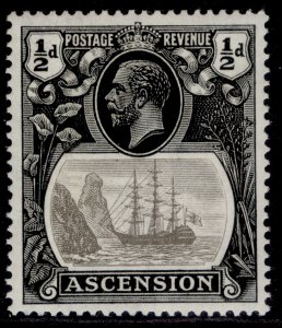 ASCENSION GV SG10a, ½d grey-black & black, NH MINT. Cat £130. BROKEN MAINMAST