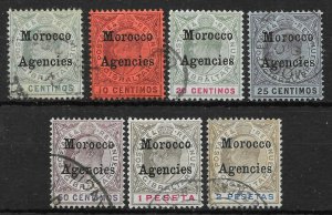 MOROCCO AGENCIES SG17/23 1903-5 OVPTS ON GIBRALTAR USED