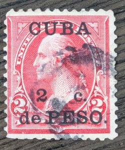 Cuba 222. 1899.  USA stamp with Cuba / 2-1/2c. / de peso overprint.  Used.
