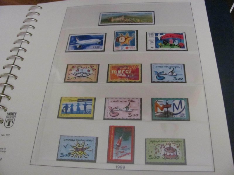 FRANCE MNH 1994-2000 LINDNER ALBUM COMPLETE W/SS &  BOOKLETS (95)