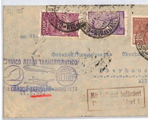 BRAZIL GRAF ZEPPELIN CACHET Air Mail 1933 Cover Rio GERMANY Oberhausen YV220