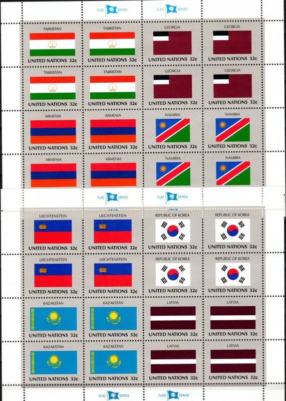 United Nations #690-98 MNH Flag Sheets CV $24.00 (X2299L)