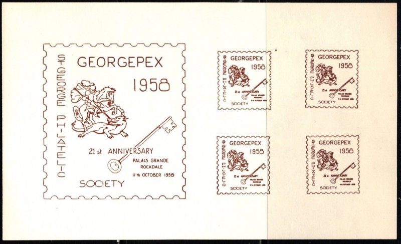 1958 US Poster Stamp 21st Anniversary GEORGEPEX St. George Philatelic Society