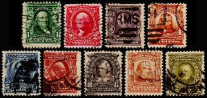 United States Scott 300-307, 309 (1902-03) Used G-F, CV $33.00 P