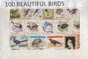 A Nice Selection Of 100 All Different Topicals. Beautiful Birds.   #02 TOP20