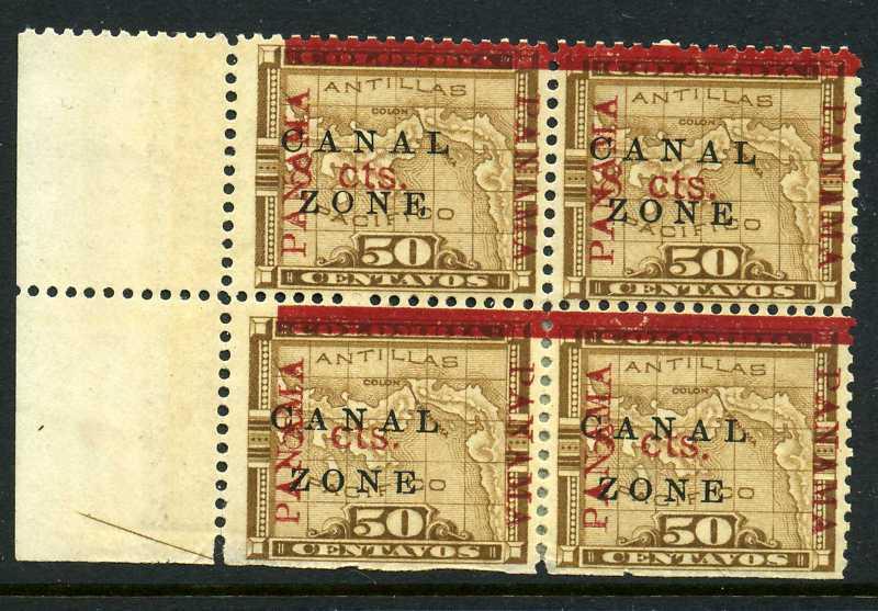 Canal Zone Scott #20 Mint Overprint Block (Stock #CZ20-64)