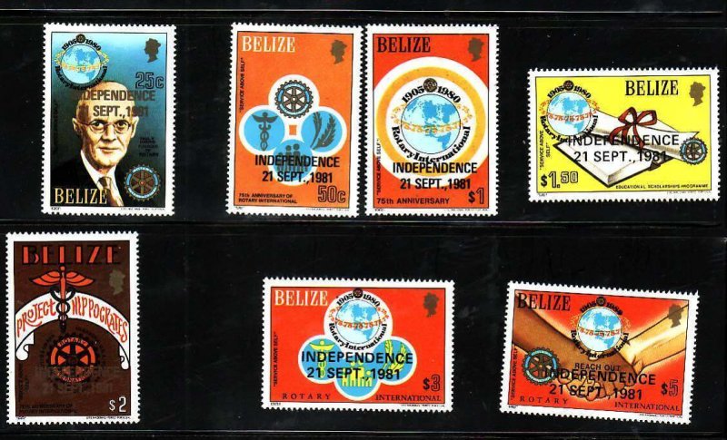 Belize-Sc#563-9 id9-unused NH set-International Rotary-Independence-1981-