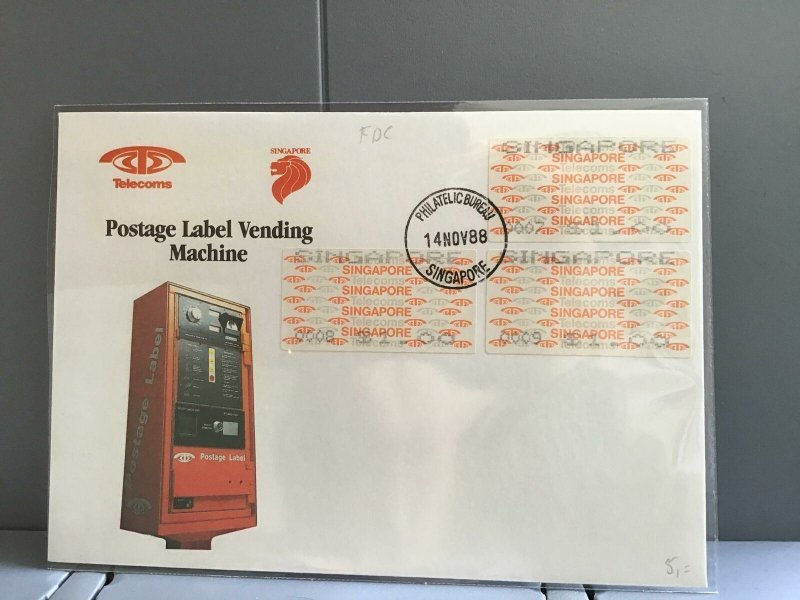 Singapore 1988 Postal Label Vending Machine stamps cover  R29347 