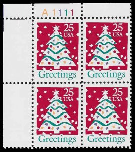 PCBstamps   US #2515 PB $1.00(4x25¢)Christmas Tree, perf 11, MNH, (PB-1)