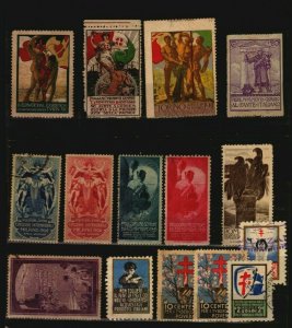 Italy lot of 15 Art Nouveau colorful original ca1900 cinderella poster stamps