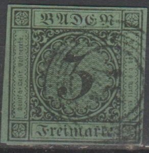 Mi  6 used  1853 Baden Cat € 10