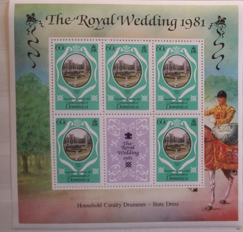 Dominica 1981 Royal Wedding of Prince Charles & Lady Diana Spencer 3 MNH MS