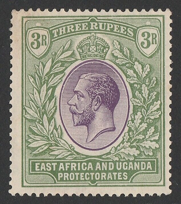 EAST AFRICA & UGANDA 1921 KGV 3R violet & green, wmk script.