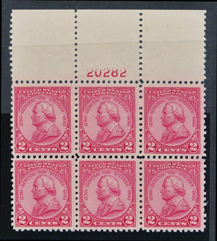 UNITED STATES 689 MINT NH F-VF PLATE BLOCK 6, VON STEUBEN