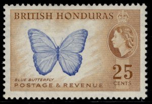 BRITISH HONDURAS QEII SG186, 25c bright blue & yellow-brown, M MINT.