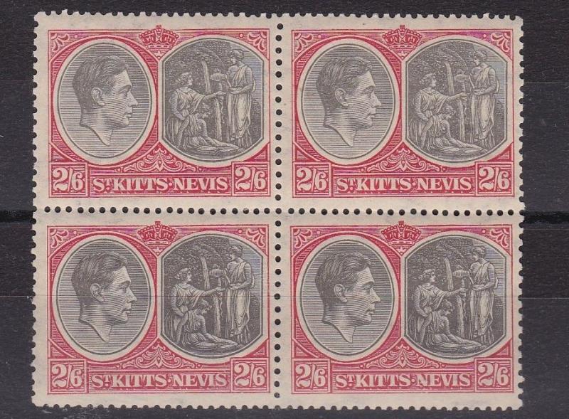 ST KITTS  1938 - 50  S G 76  2/6 BLACK & SCARLET  B/4 CAT£120 M / N / H         