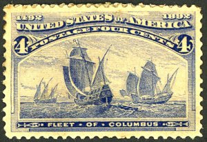 U.S. #233 MINT OG LH DIST. REVERSE