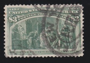 US 243 $3 Columbian Expo Used with PSAG Cert Graded 85  SCV $1600