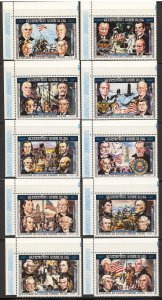 Laos Scott 269,269A-I MNHOG - 1975 American Presidents Set - SCV $50.00