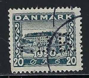 Denmark 157 Used 1920 issue Perfin  short perfs (ap2858)