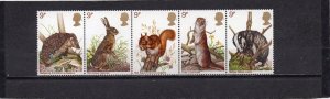 GREAT BRITAIN 1977 WILD ANIMALS STRIP OF 5 STAMPS MNH