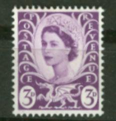 Great Britain-Wales #1  QE II  3d. (1) Mint NH