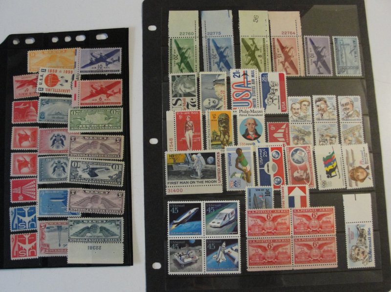 US Airmail Stock Pages Lot 2 MNH & MH OG