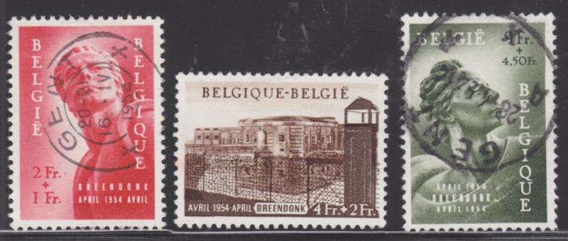 Belgium Sc B558-B560 used 1954 Political Prisoners Aid Surtax