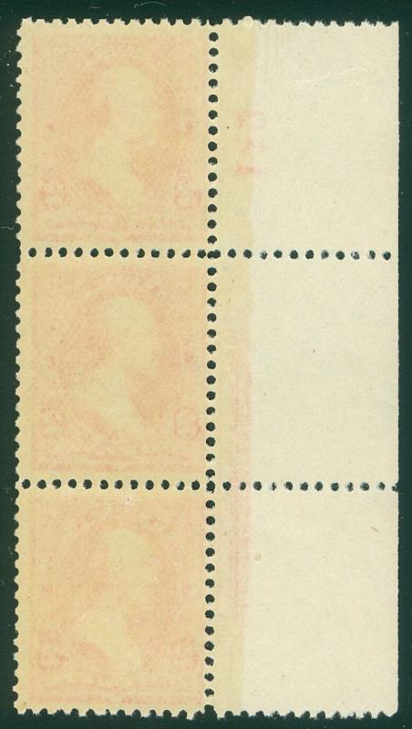 USA : 1894. Scott #252 Mint. Imprint Plate # Strip of 3. PO Fresh perfect NH gum