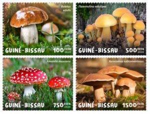 Guinea-Bissau - 2020 Mushrooms on Stamps - 4 Stamp Set - GB200101c