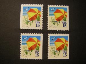 Scott 2443, 15c Beach Umbrella, booklet single, MNH Beauty