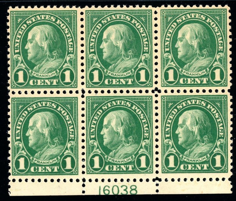 USAstamps Unused VF US 1922 Franklin Plate Block Scott 552 OG MNH 