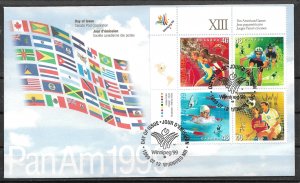 1999 Canada 1804a Pan American Games, Winnipeg PB4 FDC