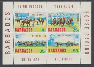 Barbados 315a Horses Souvenir Sheet MNH VF