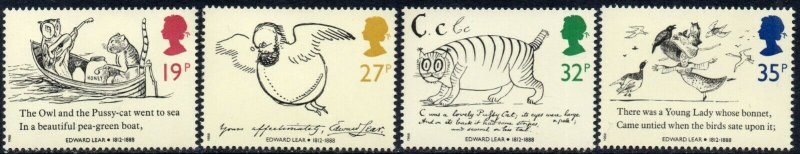 1988 Sg 1405/1408 Death Centenary of Edward Lear Unmounted Mint Set of 4