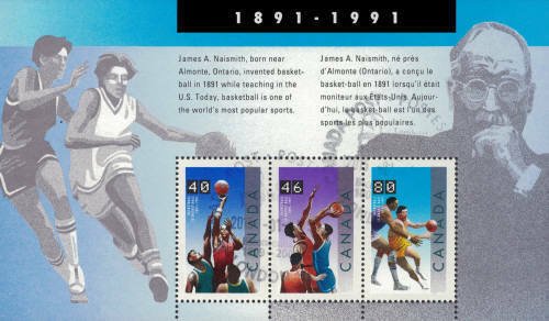 Canada 1991 Basketball Souvenir Sheet, #1344 Used