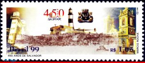 2708 BRAZIL 1999 SALVADOR CITY, LIGHTHOUSE, CHURCHES, MI# 2935 RHM C-2192, MNH