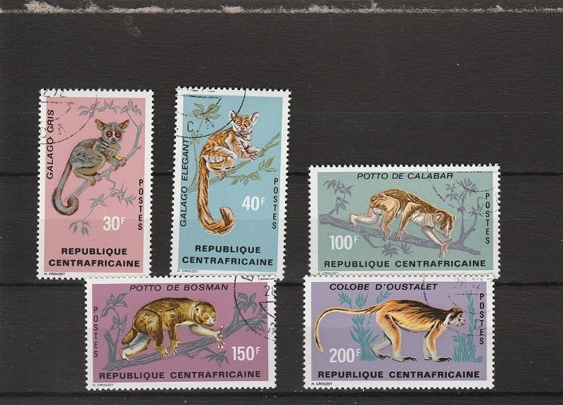 Central African Republic  Scott#  142-146  CTO  (1971 Primates)