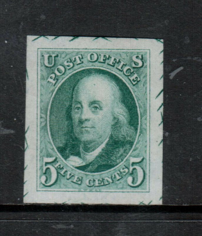 USA #1TC1bf Extra Fine Trial Color Die Proof In Blue Green On Bond 