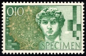 1965 Switzerland Test Stamp Courvoisier S.A., Hermes Head and Aztec Calendar