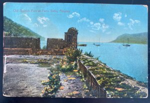 1914 Cristobal Canal Zone Panama Picture Postcard cover Spanish Fort at Porto Be