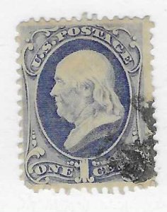 US # 156 1c Franklin, Blue ,(U) CAT. $5.75