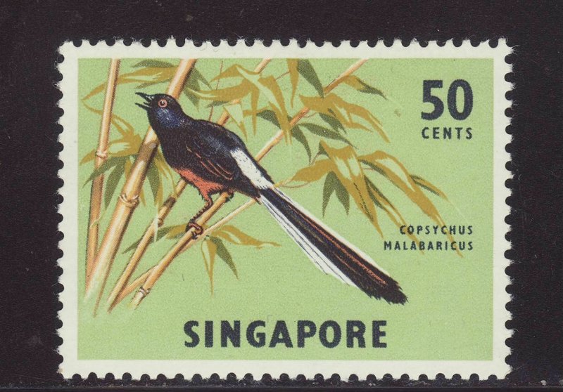 1966 Singapore 50c Copsychus Malabaricus Mounted Mint SG87