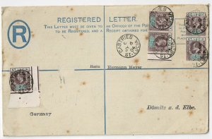 St. Lucia 1904 Castries cancel on registry envelope to England