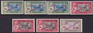 French India 1943 Sc 198-204 partial set MLH*